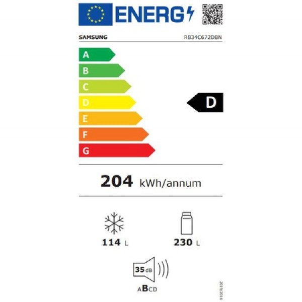 SAMSUNG RB34C672DBN/EF Alulfagyasztós hűtőszekrény