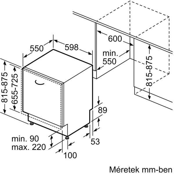 Bosch SMV4HVX00E Beépíthető mosogatógép, bútorlap nélkül