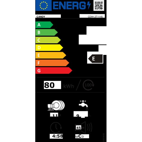CANDY CDIH 2T1145 Beépíthető keskeny mosogatógép