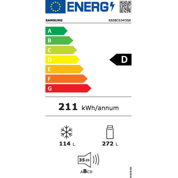 SAMSUNG RB38C634DSA/EF No Frost Alulfagyasztós hűtőszekrény