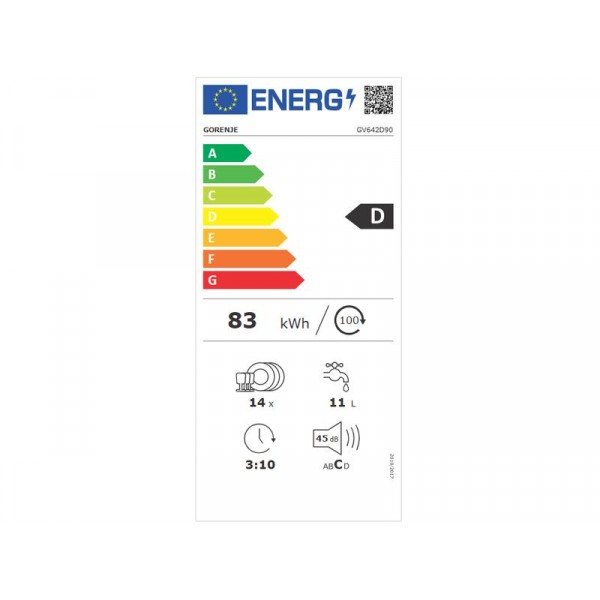 Gorenje GV642D90 Beépíthető teljesen integrálható mosogatógép